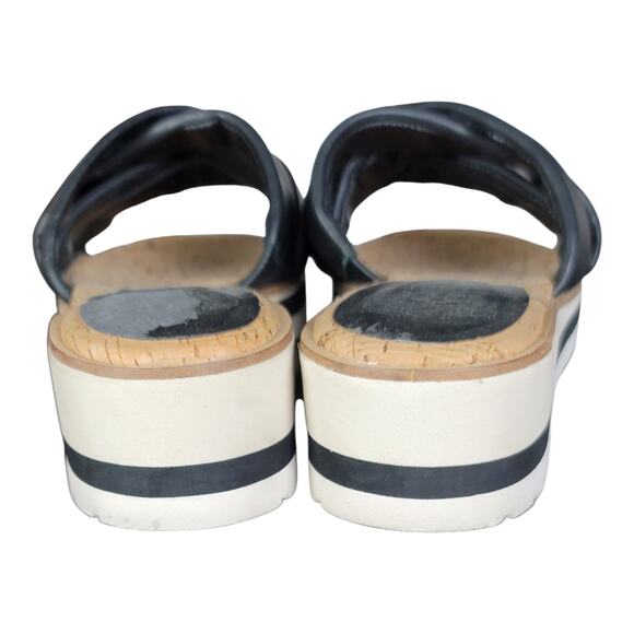 Vince Camuto Vivistie Wedge Slide Sandals‎ Black Leather Women's Size 9M - Picture 3 of 9